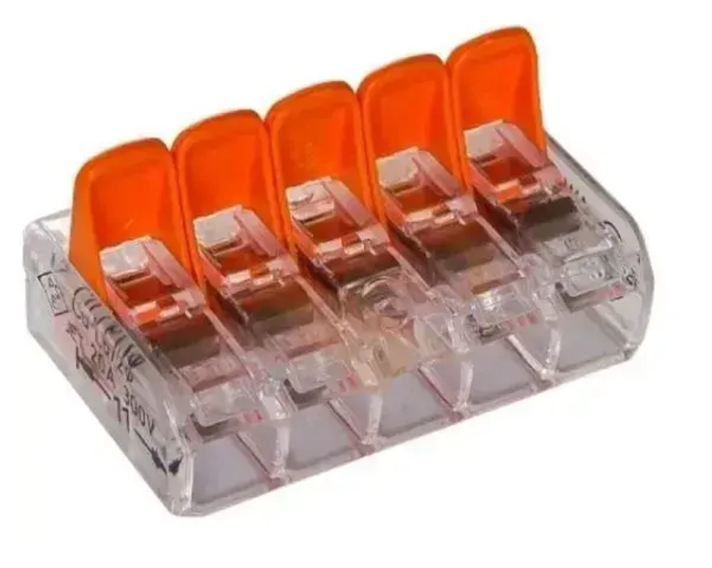 Клемма Wago 221-415 5-проводная для соединения проводов, 10 шт.