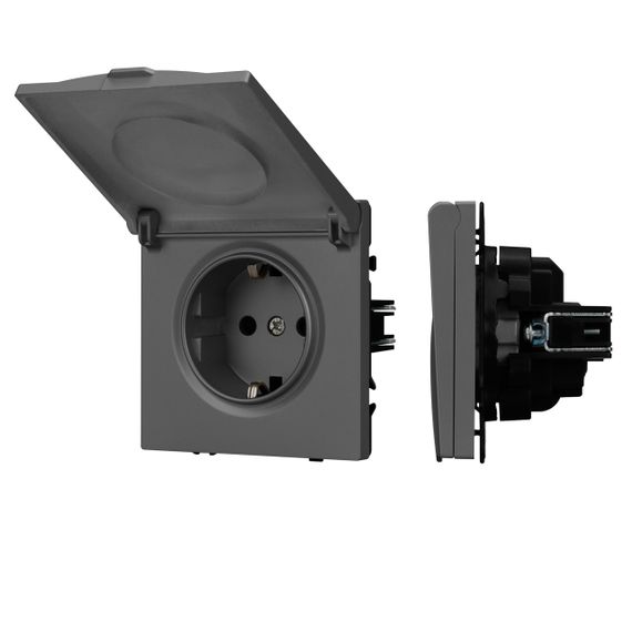 Механизм розетки влагозащищённый SCT-NOBE-MCP-SFPL-GR (230V, 16A) Arlight 054283