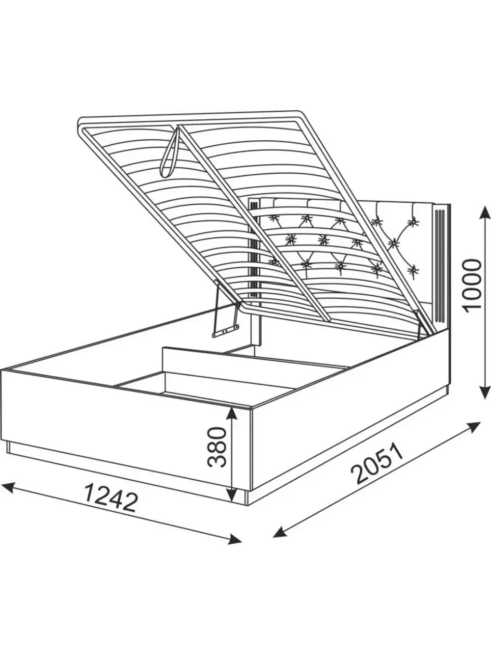 Кровать односпальная с подъемным механизмом 120х200 см