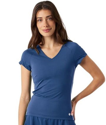 Женская теннисная футболка Björn Borg Ace V-Neck - sargasso sea