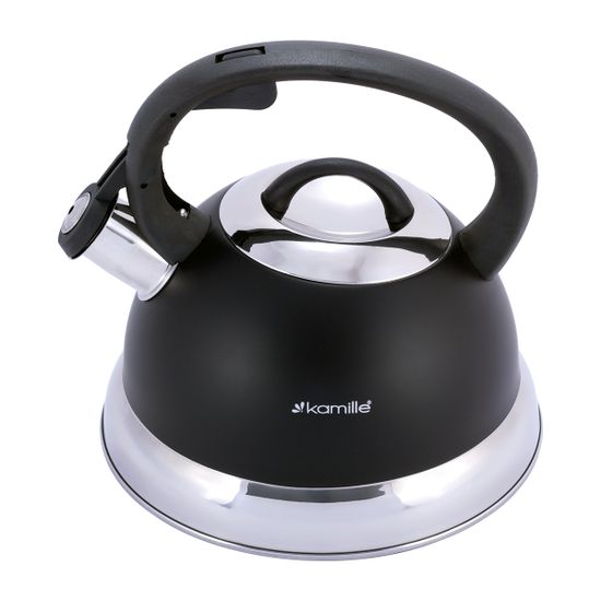 Чайник 2,5 л. из нержавеющей стали со свистком Kamille KM-1084 (черный матовый)