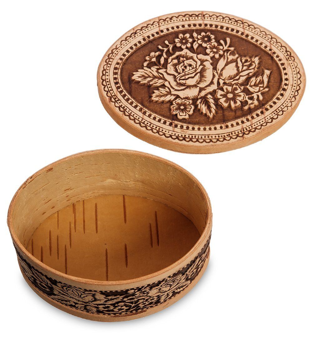 Народные промыслы BST-333 Шкатулка «Цветы» (береста)