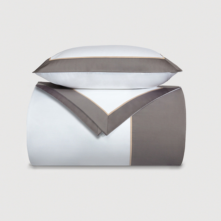 Постельное белье 2 спальное евро Сlaire&Caroll Frame белое с коричневым