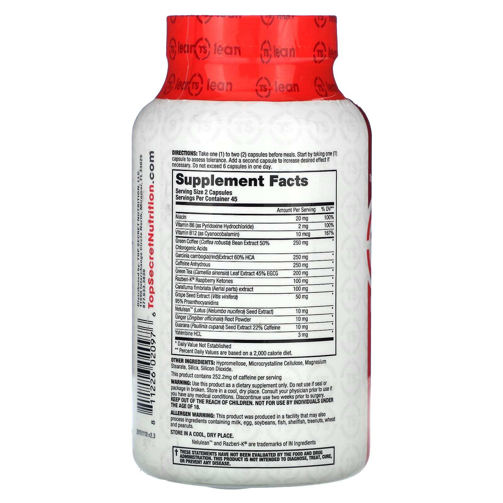 Top Secret Nutrition, Lean, Ab Igniter`` 90 вегетарианских капсул