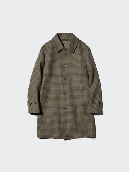UNIQLO Пальто Balmacaan с узором, коричневый