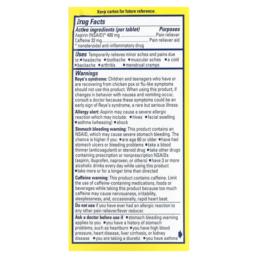 Anacin, обезболивающее средство с аспирином и кофеином, 300 таблеток, покрытых оболочкой