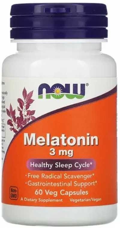 Капсулы NOW Melatonin, 60 г, 3 мг, 60 шт.