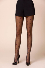 Черные колготки Stars с цветными звездочками (Размер: 2 размер) (Цвет: фиолетовый)