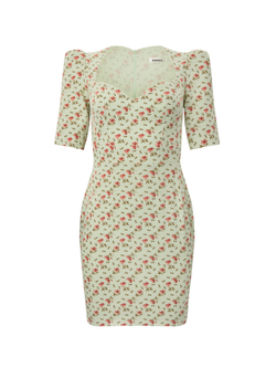 Платье мини с декольте и баской