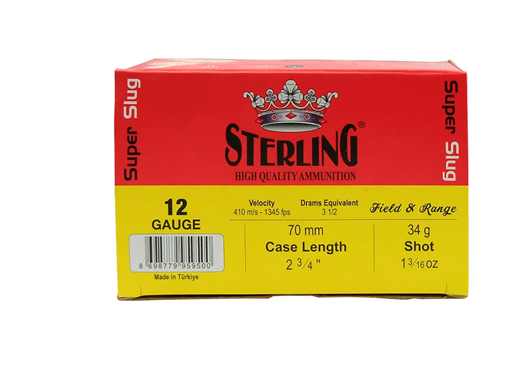 Патрон 12/70 STERLING 34гр. с пулей Super SLUG, коробка 10 шт.