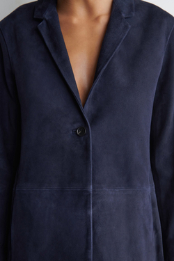 COS Замшевый пиджак на одной пуговице, стальной синий