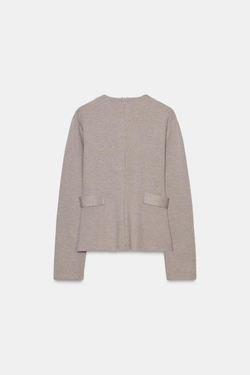 ZARA ТОП ИЗ САРЖИ С ПУГОВИЦАМИ, СЕРО-КОРИЧНЕВЫЙ