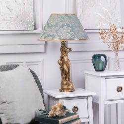 Настольная лампа Девушка с кувшином Бронза с абажуром №38 Vatican (Ватикан) Аквамарин