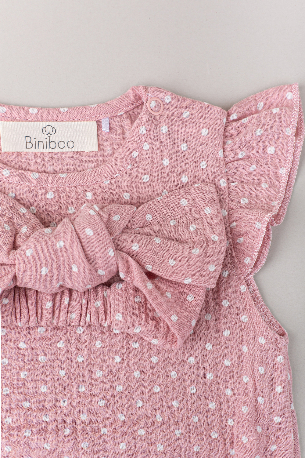 Песочник с бантиком муслин Biniboo розовый