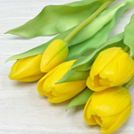 Цветы искусственные Тюльпаны букет 5шт, силикон, цвет желтый