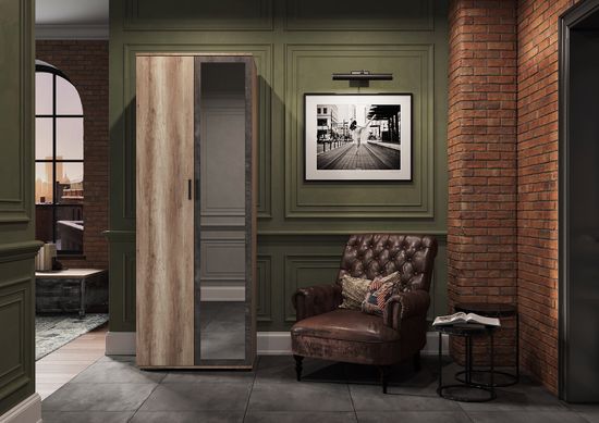 НЕЛЬСОН ШК 04 ШкафФасад ЖЕЛЕЗНЫЙ КАМЕНЬ/Корпус ДУБ КАНЬОН