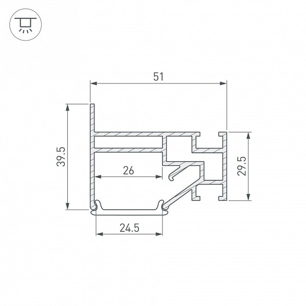 Профиль для контурной подсветки натяжного потолка Arlight STRETCH 40061