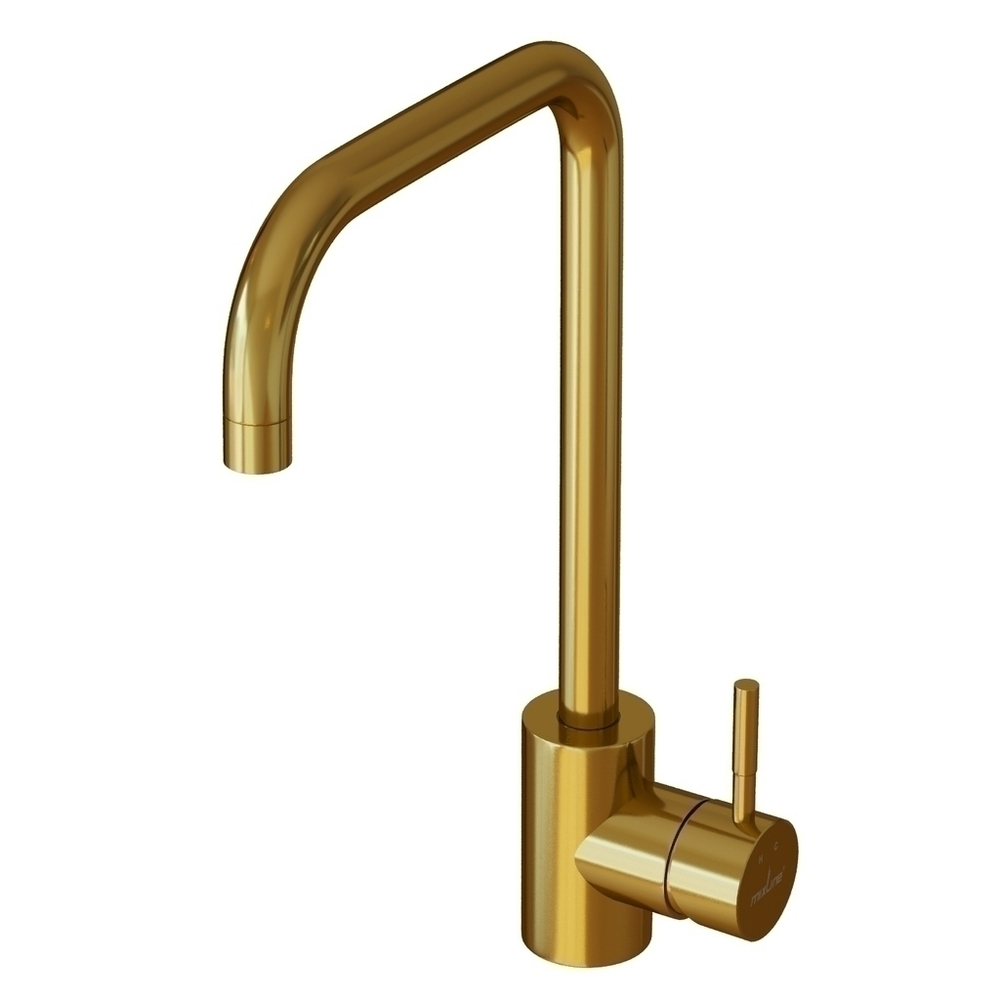 Смеситель для кухни 35k MIXLINE MLSS-0301G трубчатый излив, ЗОЛОТО