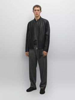 Massimo Dutti Куртка из овечьей кожи наппа, черный