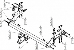 Фаркоп Motodor для Jac T9 2024- (оцинк. Шар) арт.98303-E