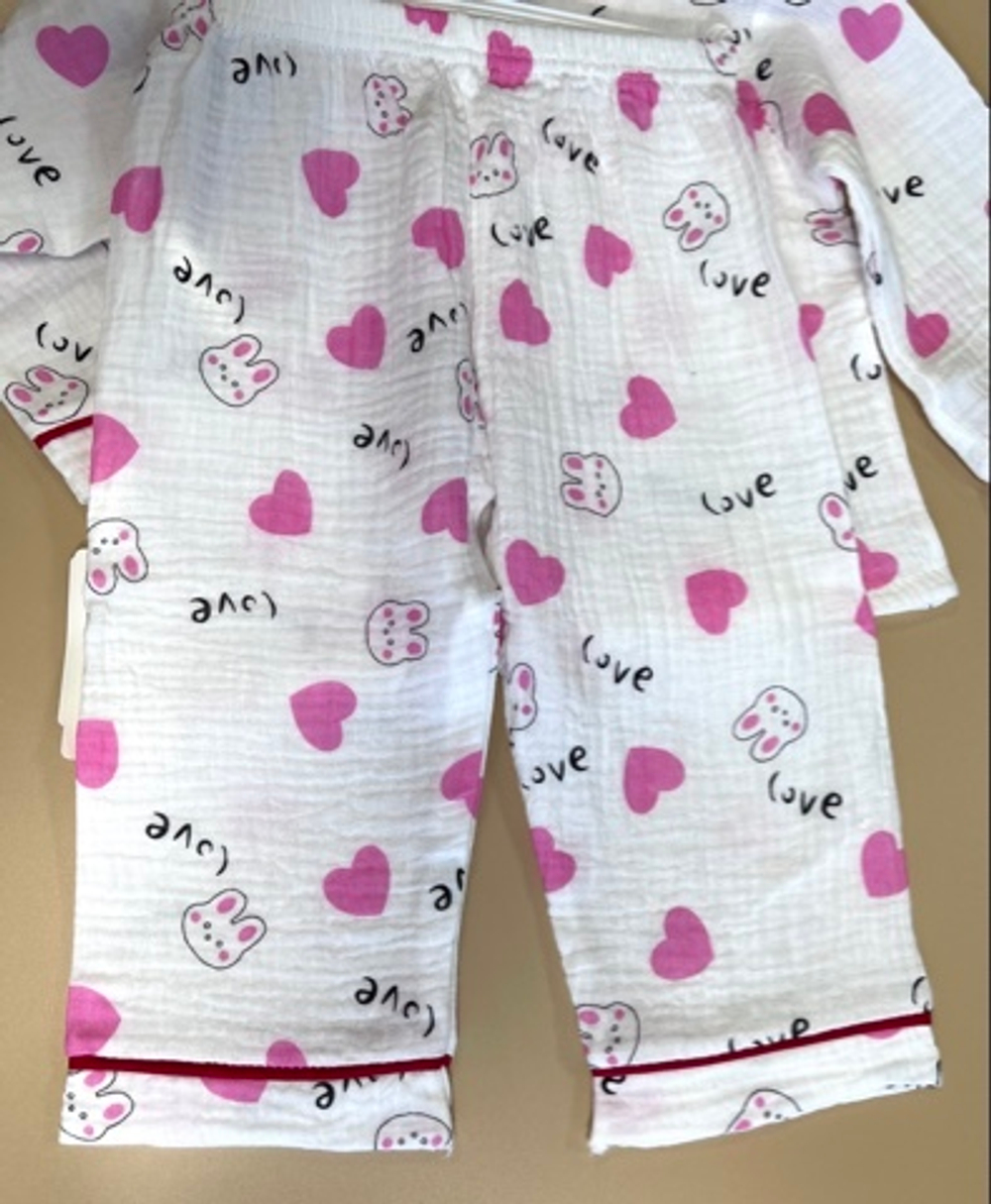 Пижама муслиновая для девочки с длинным рукавом