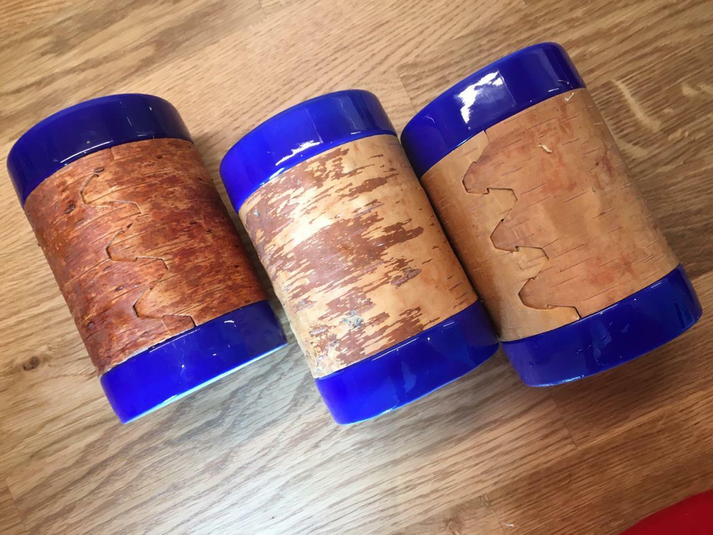 Кружка большая фарфоровая без ручки с берестой. Коллекция Log (Бревно)