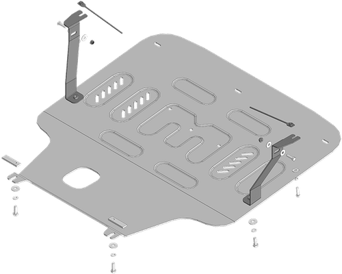 Защита картера двигателя, КПП. 5 мм, Алюминий. для Ford Puma ST 2020-2024, Motodor.30715