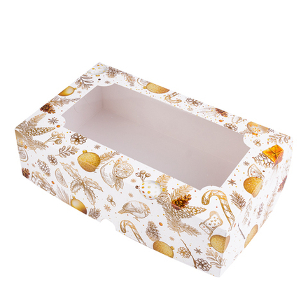 Коробка для зефира "Шишки" с окном 25*15*7 см