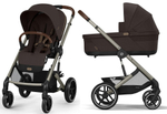 Коляска Cybex Balios S Lux TPE complete Aton S2 Ocean Blue Base One 4 в 1 Chocolate Brown с дождевиками