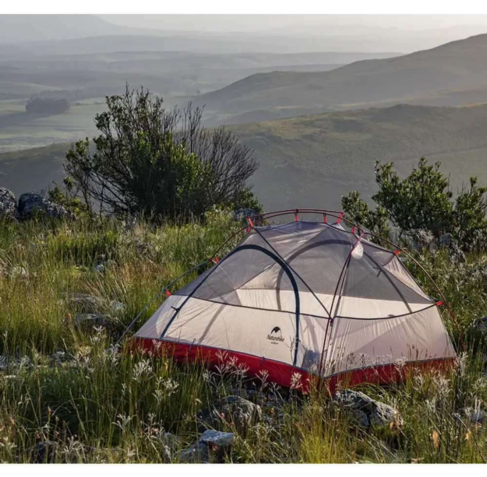 Палатка Naturehike Star-river Si 2-местная, алюминиевый каркас, сверхлегкая, серо-красная