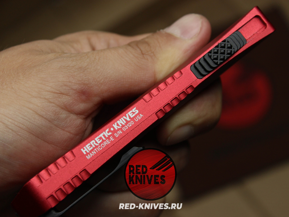 Heretic Knives Manticore-E T/E - красная рук, светлый клинок RK/Н100