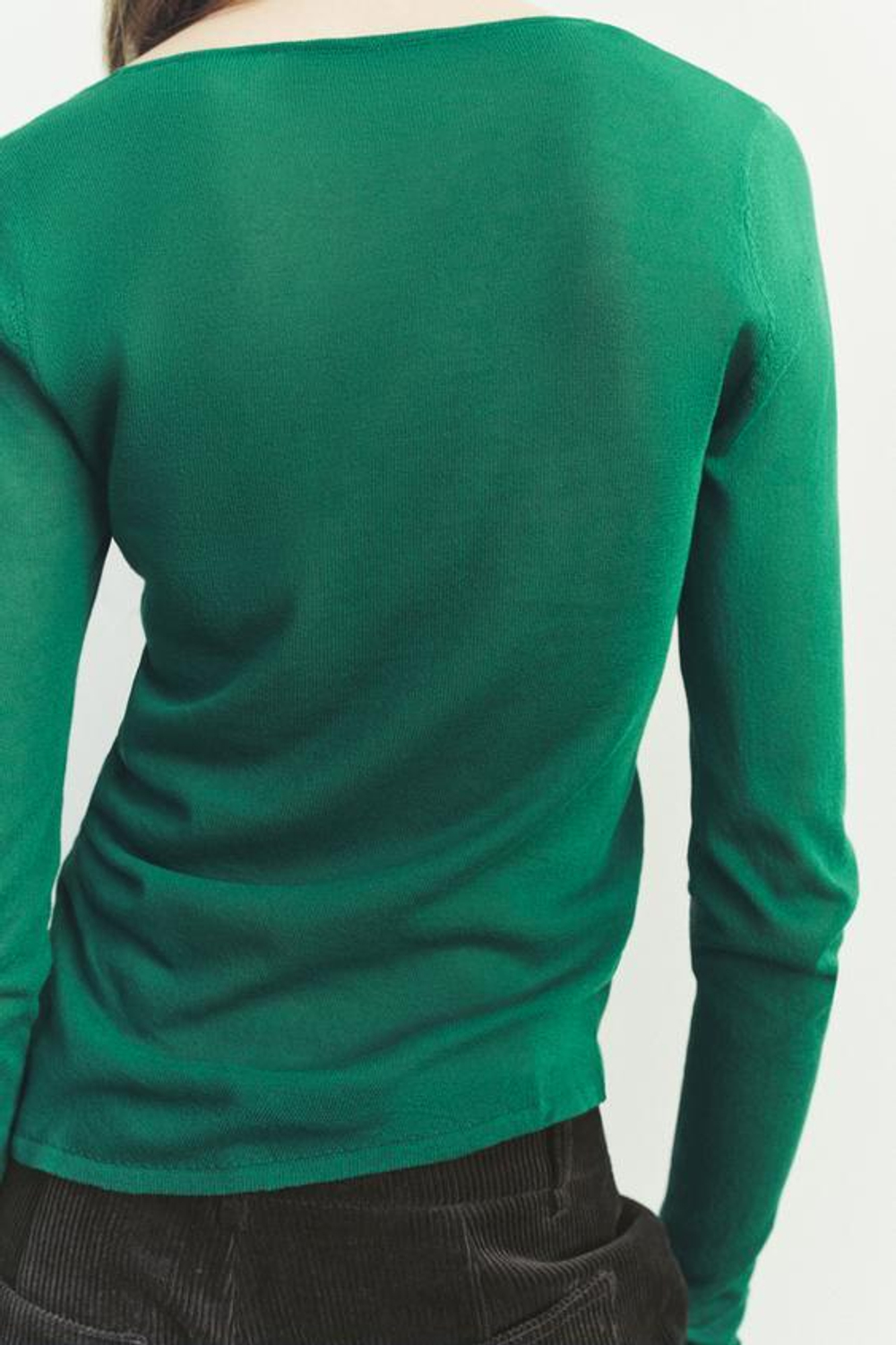 ZARA ТРИКОТАЖНЫЙ ТОП СО СБОРКАМИ ПО БОКАМ, ЗЕЛЕНЫЙ