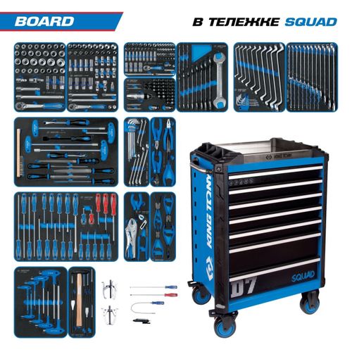 KING TONY (9SQ31-325MRV) Набор инструментов "BOARD" в синей тележке, 325 предметов