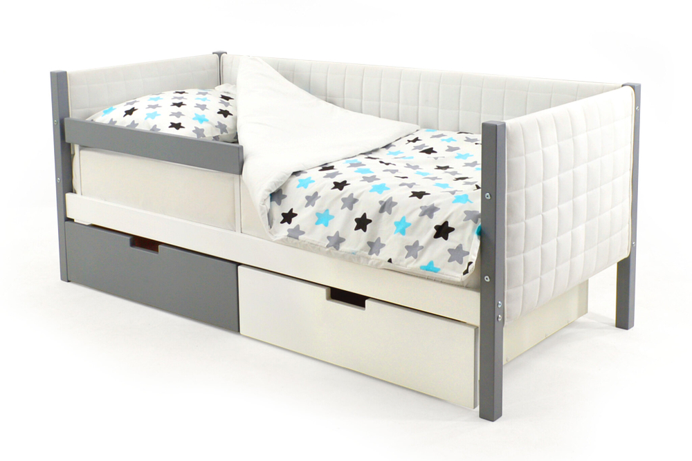 Детская кровать-тахта мягкая Бельмарко Svogen графит-белый