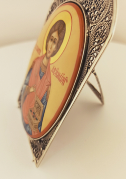 Икона Св. Пантелеимон Целитель (Палех) настольная