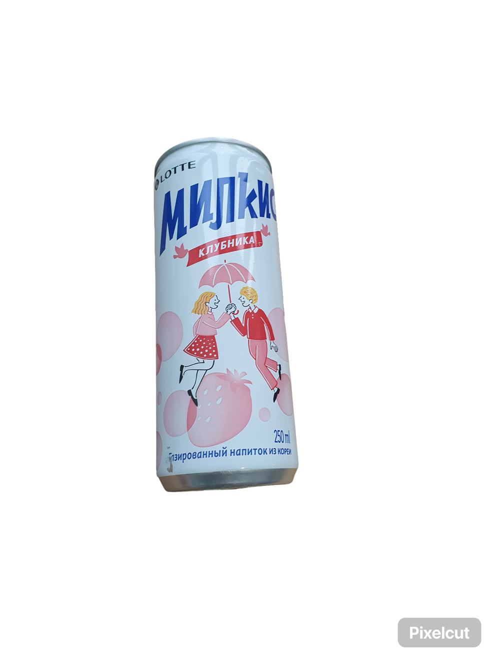 Напиток газированный безалк Lotte Милкис Клубника, ж/б 250мл