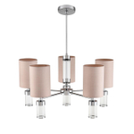 6585/5 MODERNI LN26 060 хром/бежевый, металл/текстиль, стекло Люстра подвесная E14 5*40W 220V ARNIKA