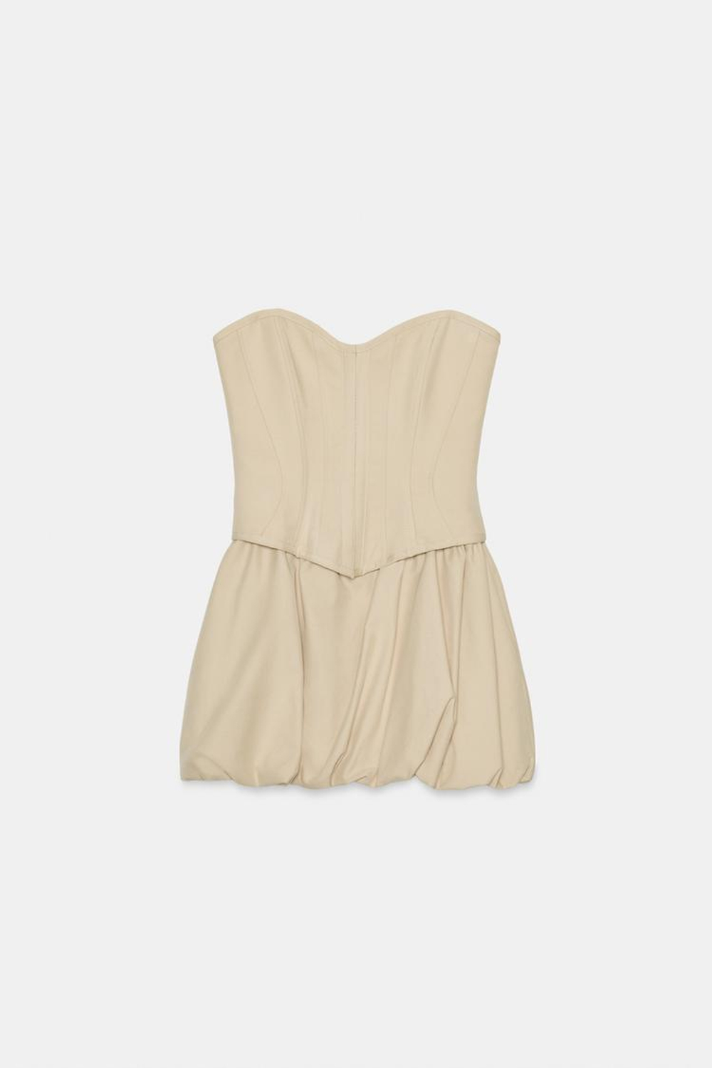 ZARA КОРОТКОЕ ПЛАТЬЕ В БЕЛЬЕВОМ СТИЛЕ, БЕЖЕВЫЙ