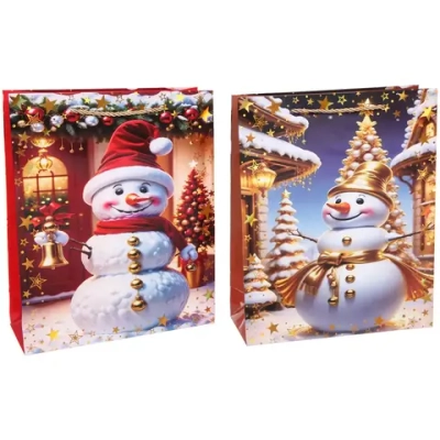 Пакет подарочный «Волшебный снеговик» 26*32*10 см, микс