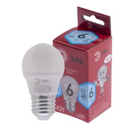 Лампа светодиодная ЭРА RED LINE LED P45-6W-840-E27 R 6Вт шар нейтральный белый свет E27 | Лампы cветодиодные Шар (G/P)