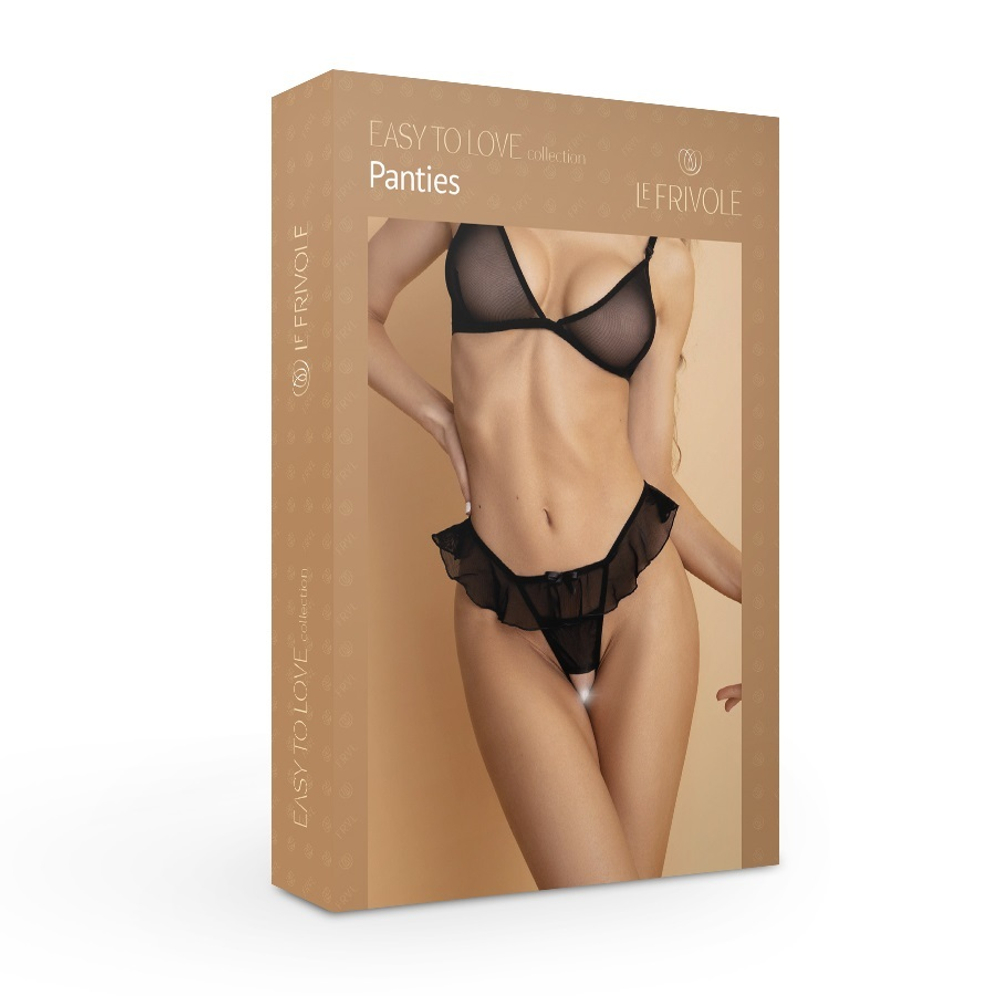 Стринги с доступом и нежной юбочкой Le Frivole черные 46-48