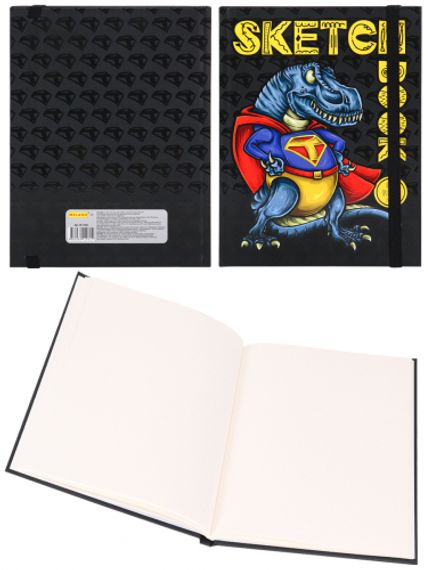 Скетчбук А5 Dino (мат лам+выб лак, 7БЦ, 40л, на резинке, 100г) 40-2062