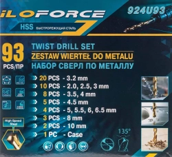 Сверла по металлу, набор 93пр. ILOforce IF-924U93