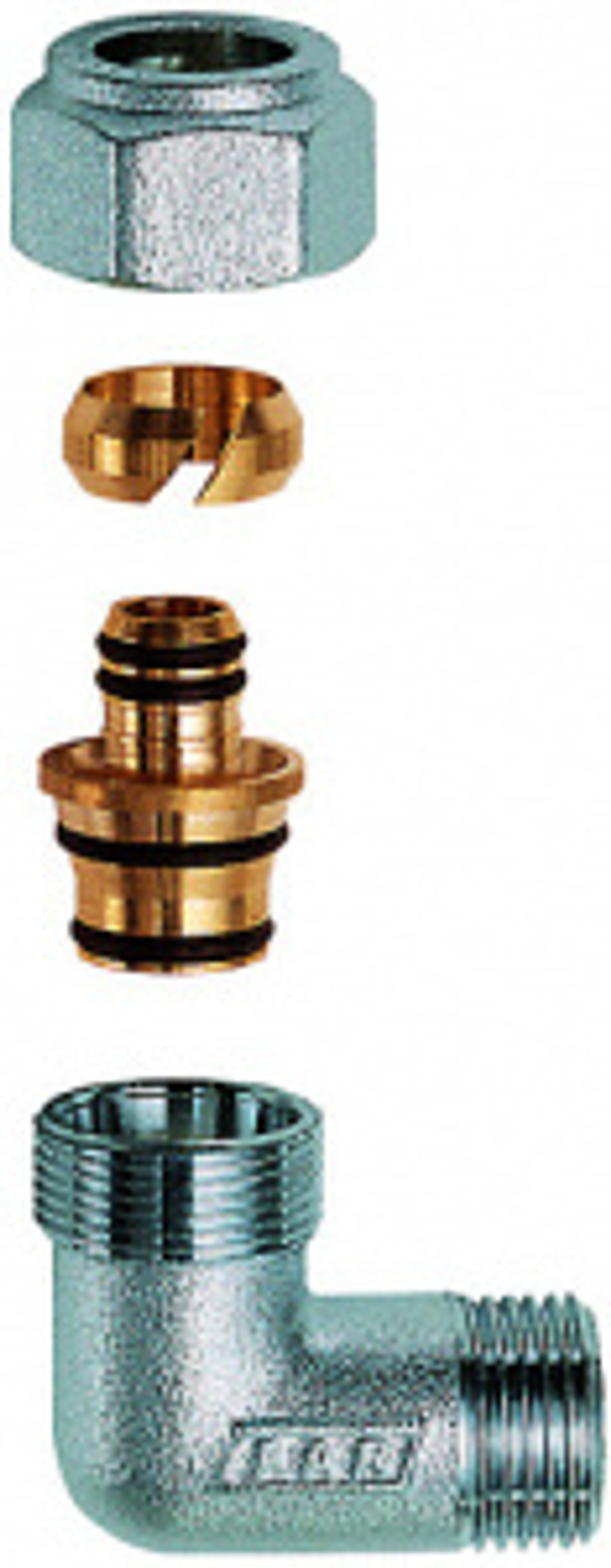 Угольник 3/4", НР, с концовкой для м/п труб 20х2 FAR