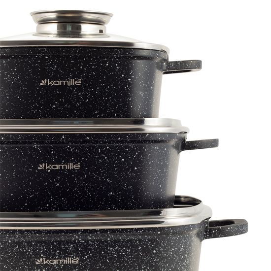 Набор посуды 6 предметов с прихватками Kamille KM 4435 из литого алюминия