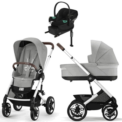 Коляска Cybex Talos S Lux SLV complete Aton S2 Moon Black Base One 4 в 1 Stone Grey с дождевиками