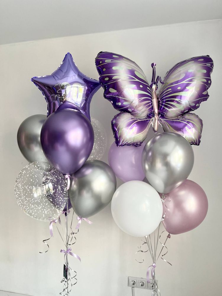 Воздушные шары Бабочка сиреневая №3546