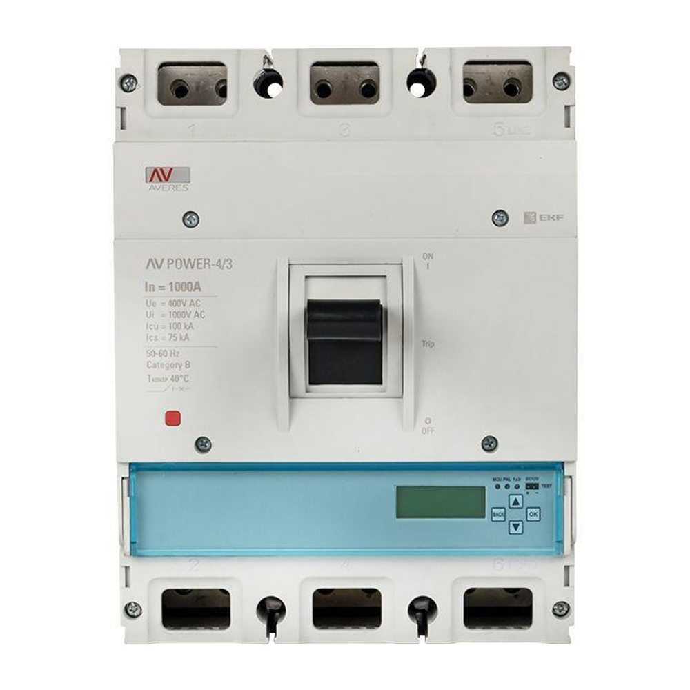 Выключатель автоматический 3п 1000А 50кА AV POWER-4/3 ETU6.0 AVERES EKF mccb-43-1000-6.0-av