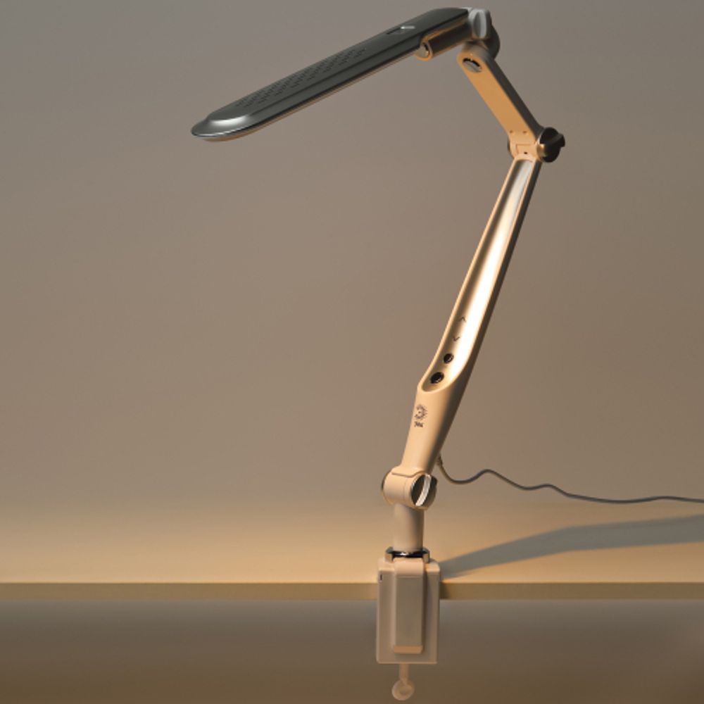 Настольный светильник ЭРА NLED-496-12W-S светодиодный на струбцине серебро | Светодиодные настольные лампы