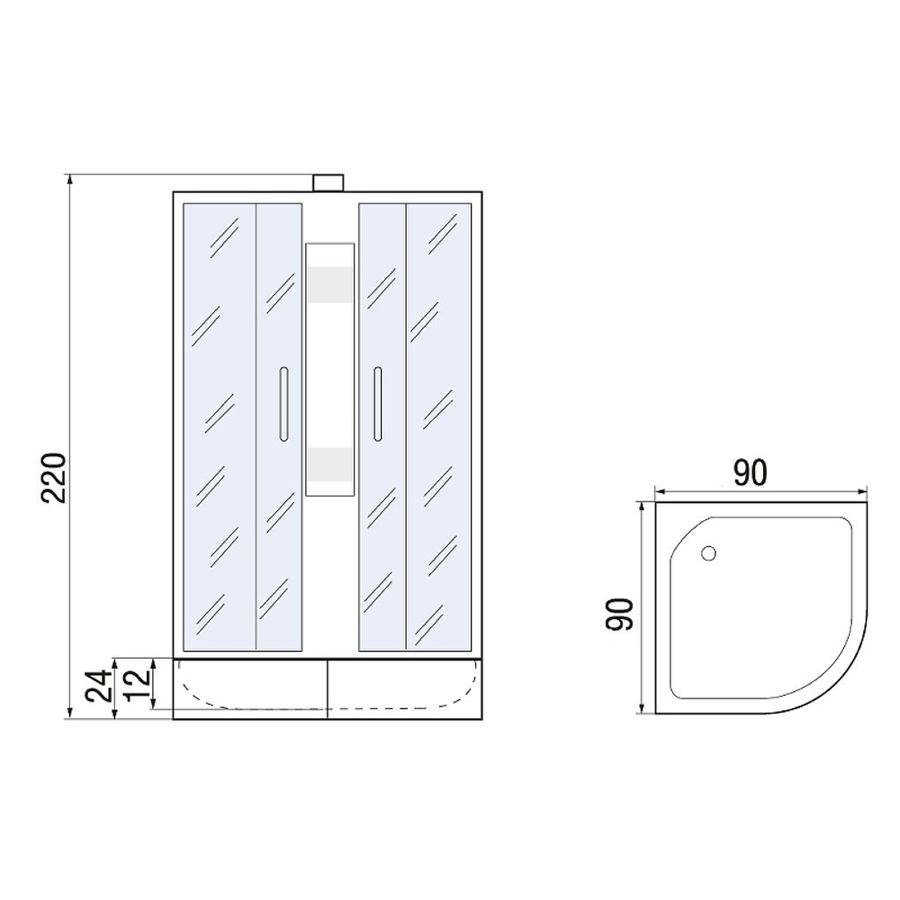 Душевая кабина River Nara Light XL 90x90 МТ Б/К 10000006217 с поддоном
